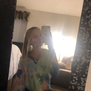 Multicolor cropped hoodie